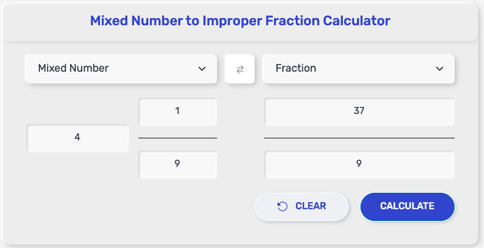 Mixed Number to Improper Fraction Calculator